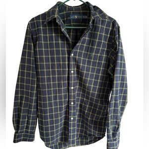 Ralph Lauren Men’s Blue Plaid Cotton Button Down Shirt, Size Medium